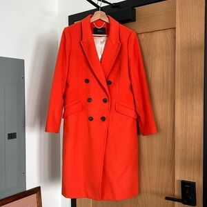 J.Crew Women’s Double Breasted Topcoat in Wool Cashmere Radiant Orange